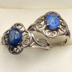 2 x NV Rings Blue Denim Lapis Sterling Silver size 8 & 10 - His & Hers - 6.1 Gm